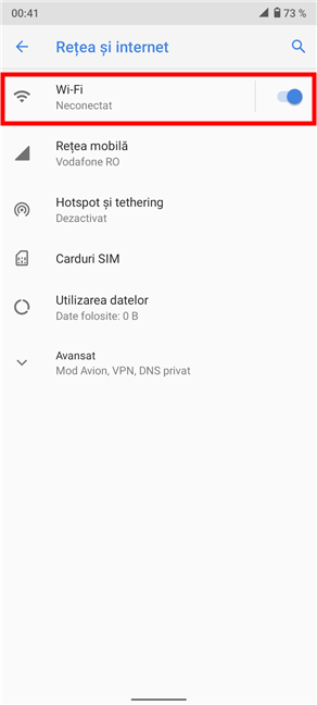 ApasÄ pe Wi-Fi pentru a accesa setÄrile Wi-Fi de pe Android