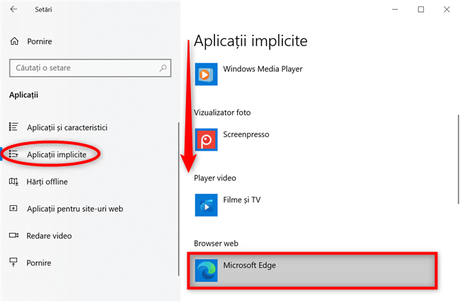 ApasÄƒ pentru a seta un alt browser implicit Ã®n Windows 10