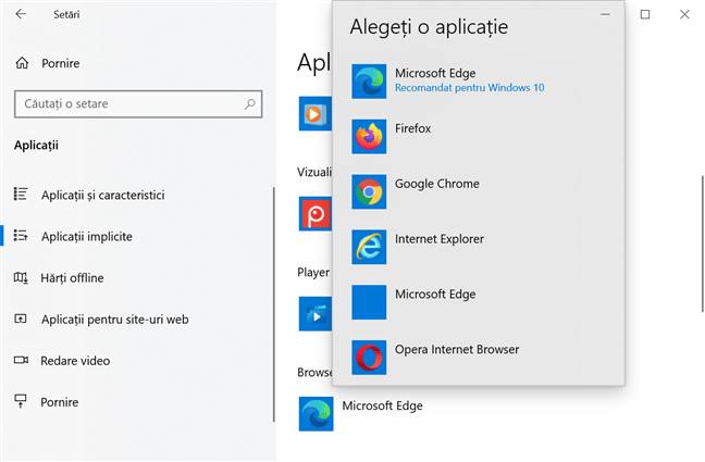 Cum schimbi browserul implicit din Windows 10