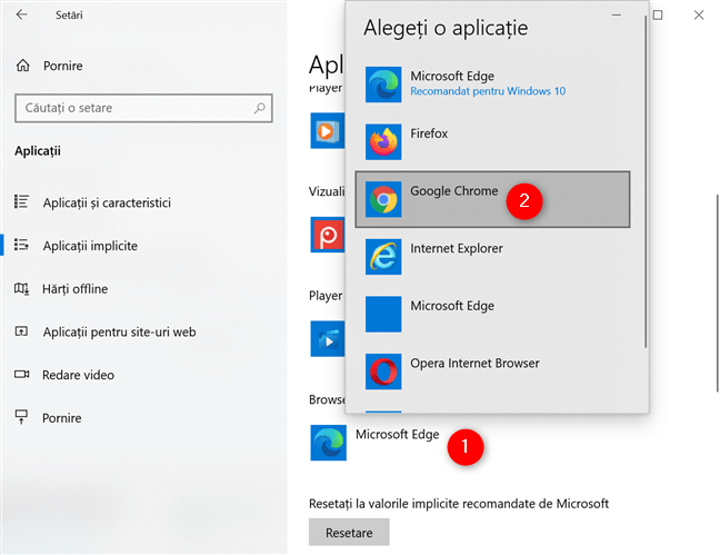 Cum setezi Google Chrome ca browserul implicit