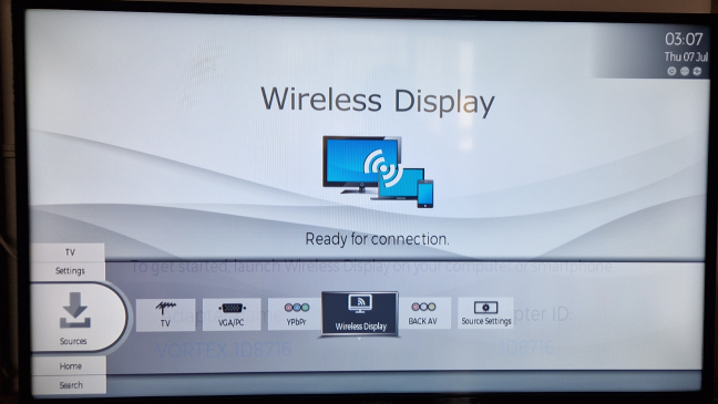 Activează intrarea Wireless Display pe televizor