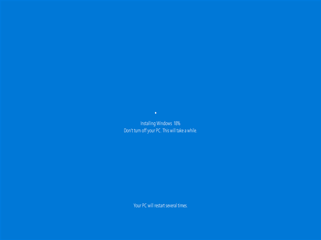 Instalarea de Windows 10 ca parte a procesului de resetare