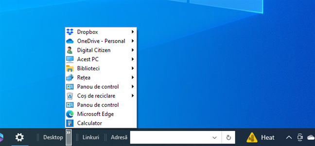 Bare de instrumente Ã®n bara de activitÄƒÈ›i din Windows 10