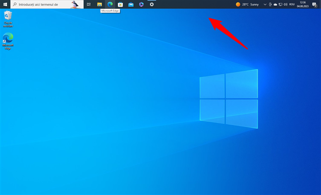 Bara de activitÄƒÈ›i din Windows 10 afiÈ™atÄƒ Ã®n partea de sus a ecranului