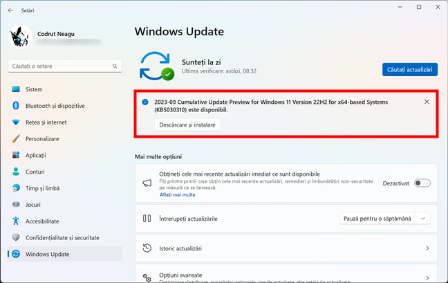 Cum obÈ›ii actualizarea 22H2 Moment 4 pentru Windows 11