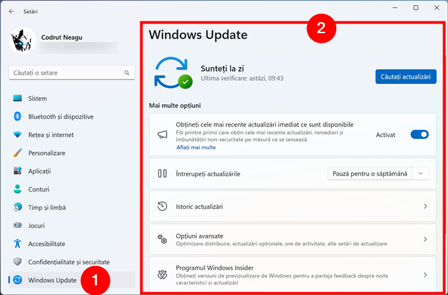 Cum ajungi la Windows Update