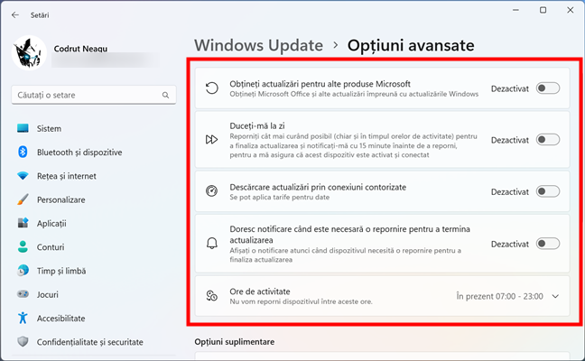 Alte setÄƒri pentru actualizÄƒrile din Windows 11