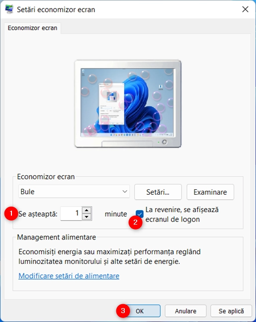 Cum blochezi Windows 11 activând economizorul de ecran