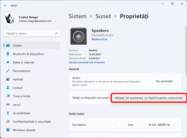 UtilizaÈi, de asemenea, ca implicit pentru comunicaÈii