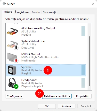 Selectarea boxelor implicite în Windows 11