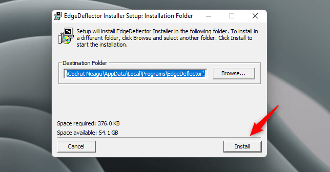 Instalarea EdgeDeflector pe un PC cu Windows 11