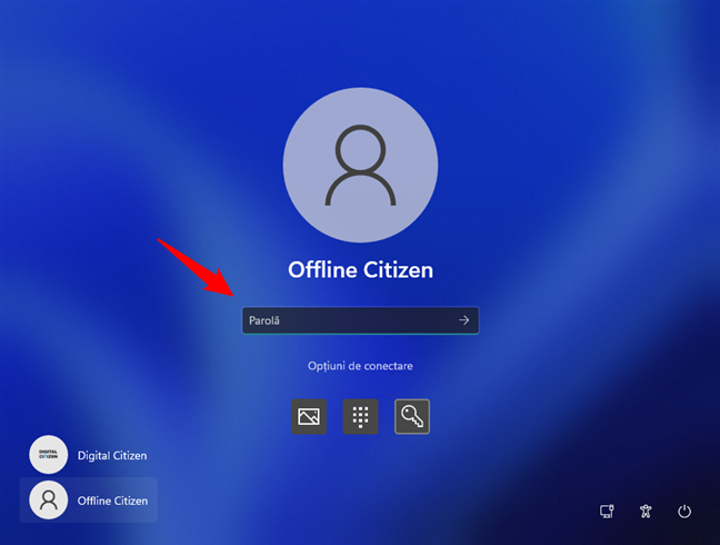 OpÈ›iuni de conectare la Windows 11: ParolÄƒ