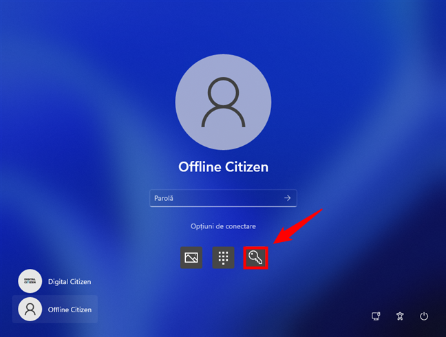 OpÈ›iuni de conectare la Windows 11: Selectare parolÄƒ
