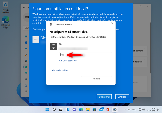 Introdu codul PIN sau parola pentru contul tÄƒu Microsoft