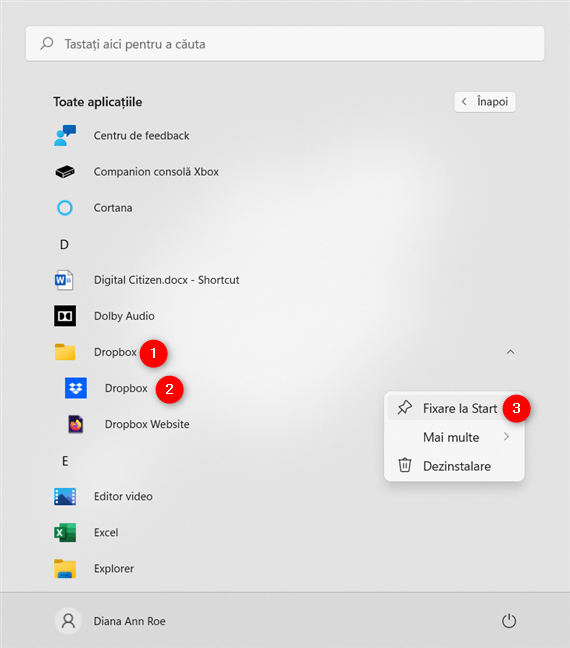 Deschide folderul pentru a fixa aplicația la Start în Windows 11