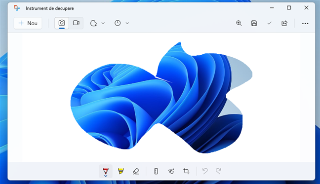 Editarea unui screenshot realizat cu Instrumentul de decupare
