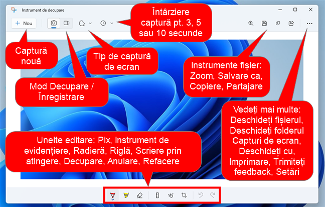 InterfaÈ›a de editare imagini din Instrumentul de decupare