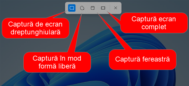 OpÈ›iunile de Decupare pentru a face o capturÄƒ de ecran