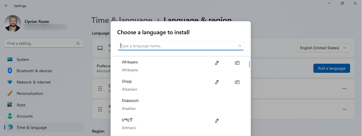 Cum modifici scurtătura ce schimbă limba tastaturii în Windows 11