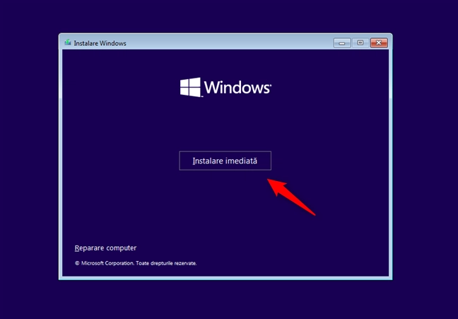 Instalează Windows 11 normal