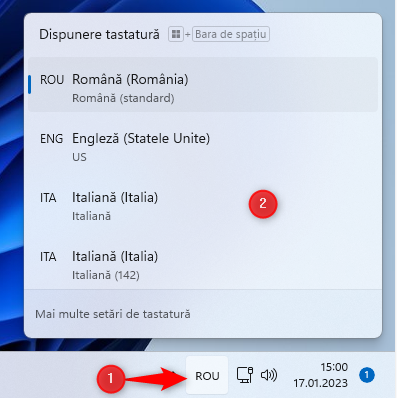 Alege limba de tastaturÄƒ pe care o vrei