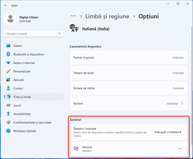 È˜abloanele de tastaturÄƒ disponibile pentru limba selectatÄƒ