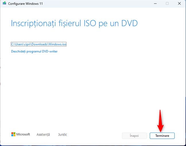 Fișierul ISO cu Windows 11 a fost creat