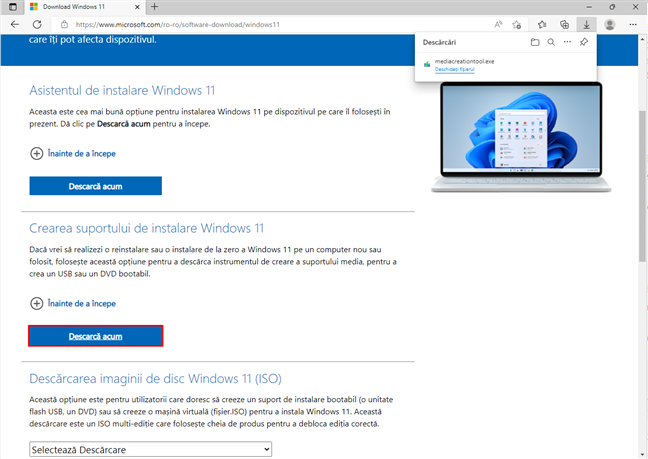 DescarcÄ Windows 11 Media Creation Tool