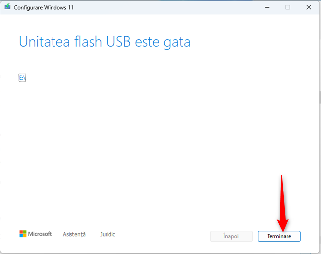 Stickul de memorie USB cu Windows 11 este gata