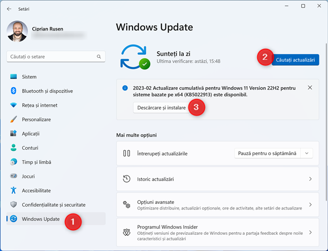 Caută actualizarea Windows 11 Moment 2