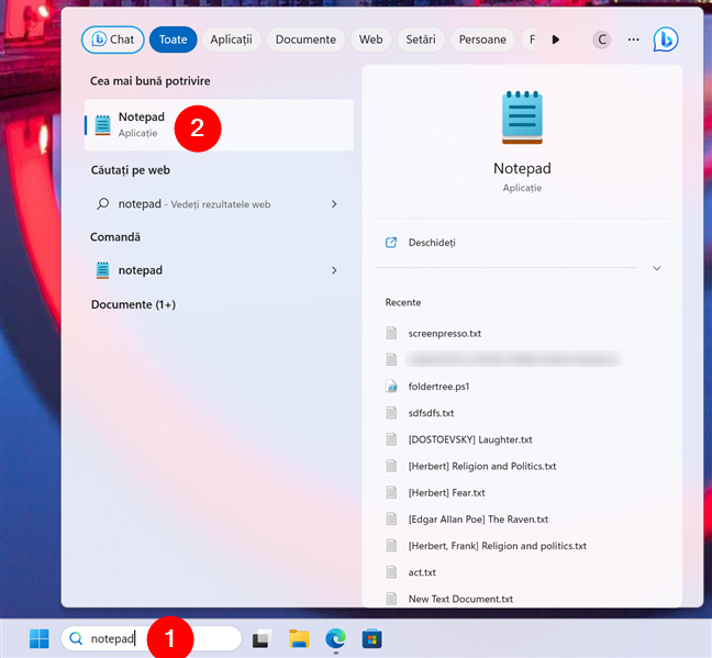 Deschide Notepad Ã®n Windows 11