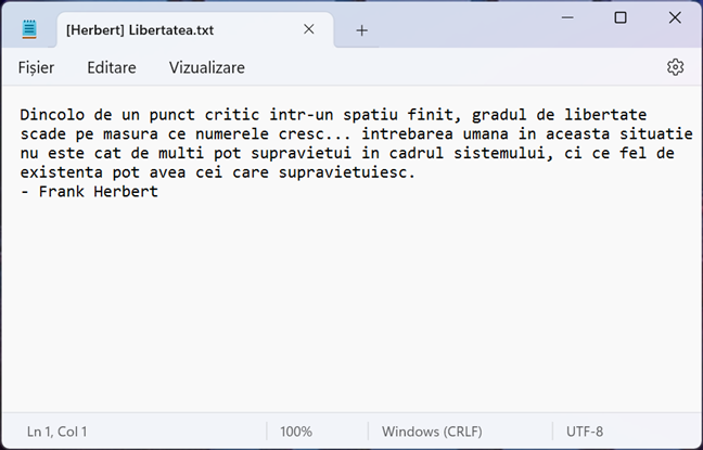 Scrie text Ã®n Notepad