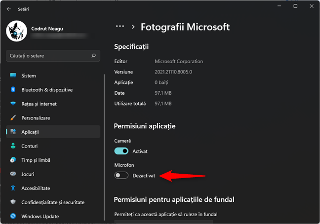 Cum schimbi permisiunile unei aplicaÈ›ii Ã®n Windows 11