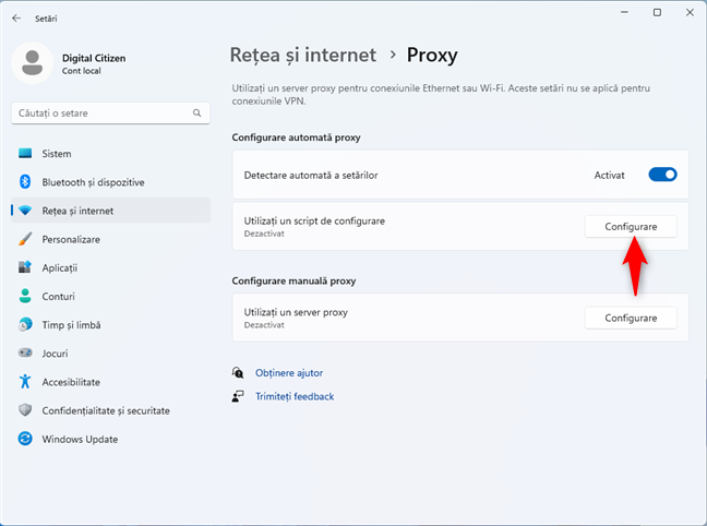 ApasÄƒ pe Configurare de lÃ¢ngÄƒ UtilizaÈ›i un script de configurare