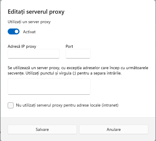 Introdu detaliile serverului tÄƒu proxy