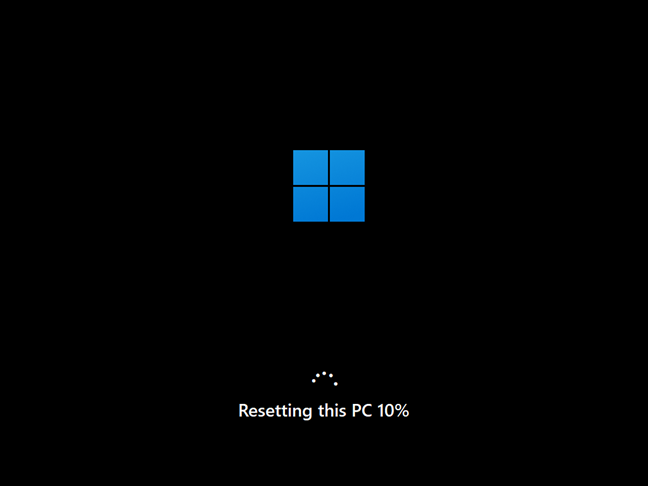 Progresul resetării acestui PC
