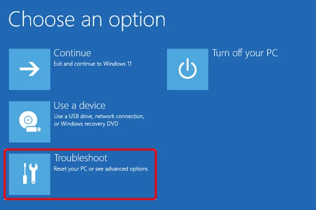 Troubleshoot Windows 11: Resetare PC sau vizualizare opțiuni complexe