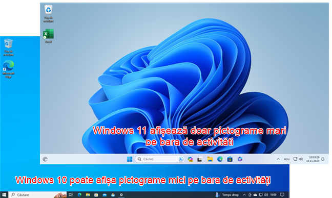 Bara de activitÄƒÈ›i din Windows 11 nu poate fi setatÄƒ sÄƒ afiÈ™eze pictograme mai mici