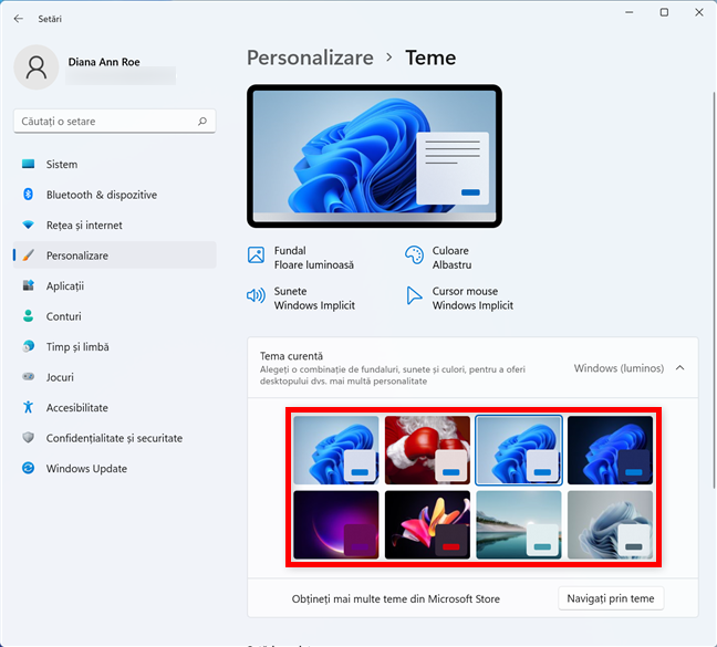 Cum schimbi tema Ã®n Windows 11