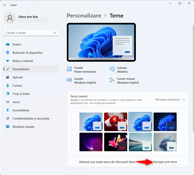 NavigheazÄƒ prin temele din Microsoft Store