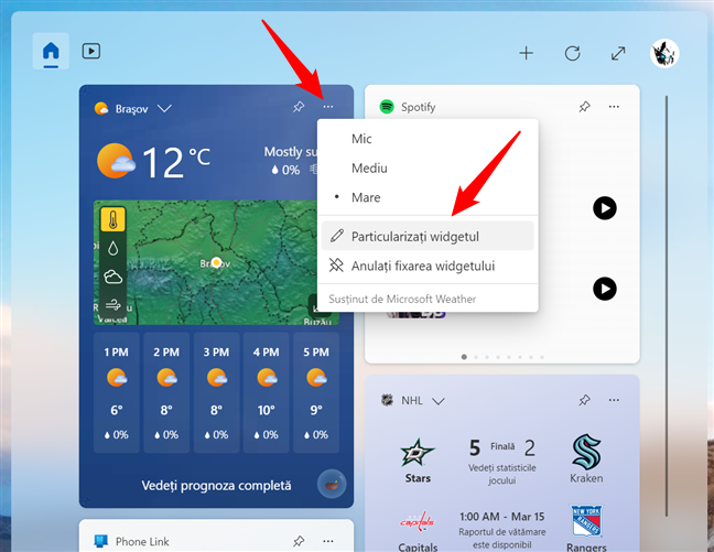 Cum personalizezi un widget Ã®n Windows 11