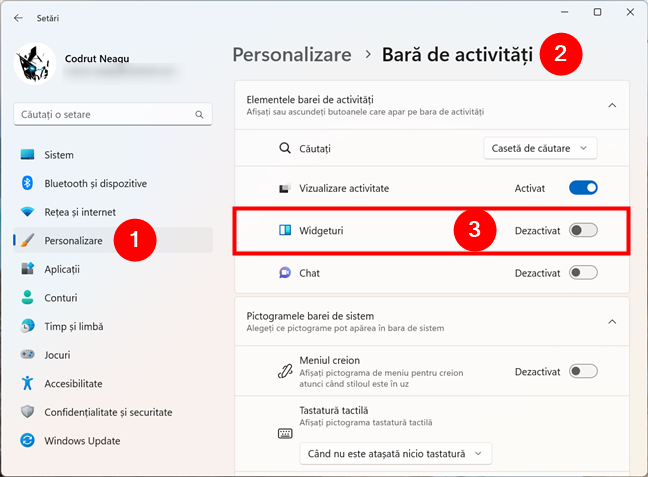 Cum dezactivezi widgeturile Ã®n Windows 11