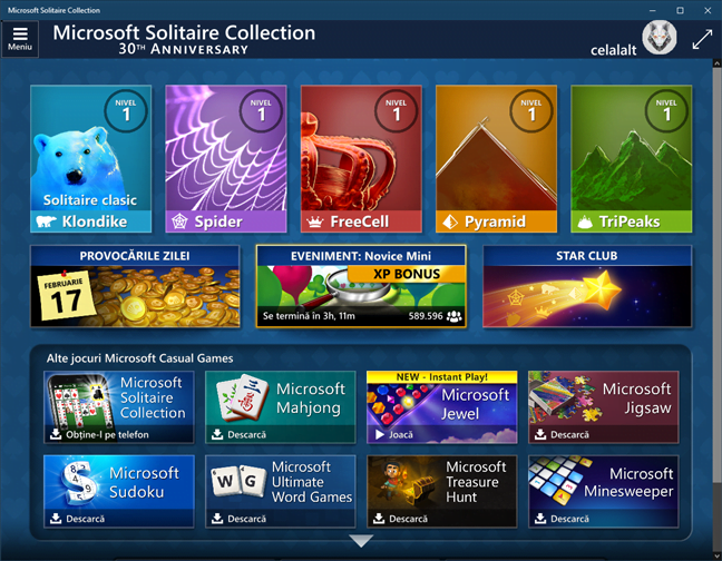 Solitaire & alte jocuri Microsoft nu sunt incluse implicit Ã®n Windows 10