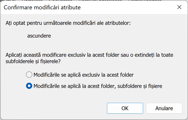 Confirmare modificÄƒri atribute