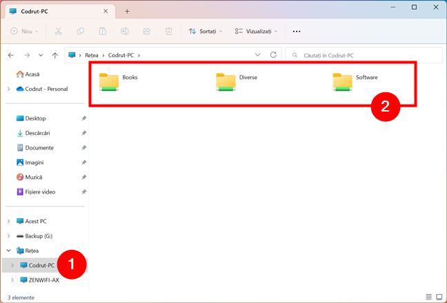 Lista de foldere partajate cu reÈeaua în Windows 11