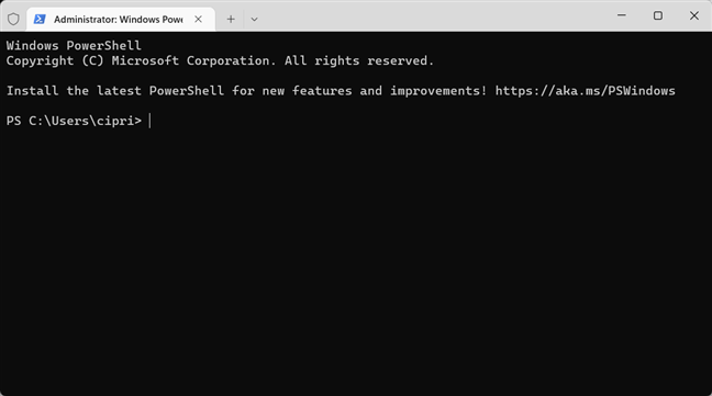Este posibilă și deschiderea unei file PowerShell în Windows Terminal