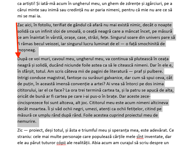 EvidenÈ›iazÄƒ paragrafe Ã®ntregi dÃ¢nd triplu clic È™i È›inÃ¢nd apÄƒsat