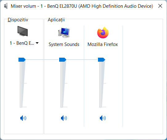 Mixer volum clasic în Windows 10 și Windows 11