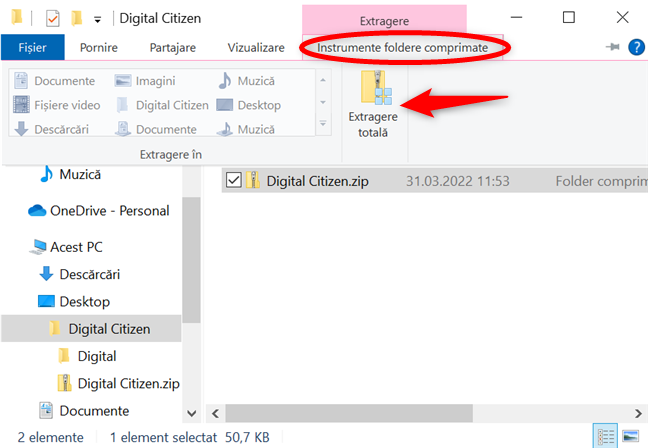 Cum extragi conținutul fișierelor în Windows 10 cu Extragere totală