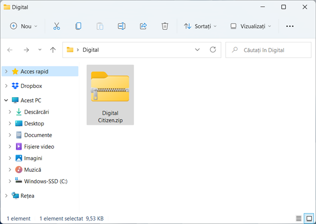 Un folder ZIP în Windows 11